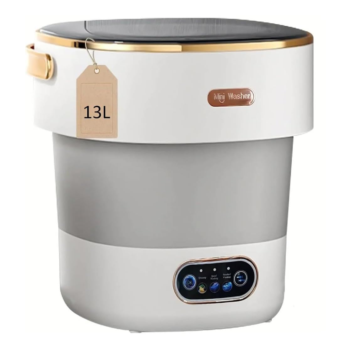 

HOYZHDQ Compact Mini Washing Machine with Spin 13L Large 60W Minute Minute Quick Baby Japanese Instruction Manual Included Function, Foldable, сірий колір