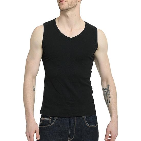 Männer Fitness Weste Einfarbig Nahtlose V-ausschnitt Ärmelloses Stretchy Weichen Schnell trocknend Pullover