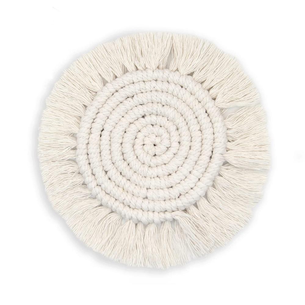 

Solid Color Water Cup Mat Absorbent Insulated Dining Table Mat Boho Coaster Coffee Table 15*15cm белый