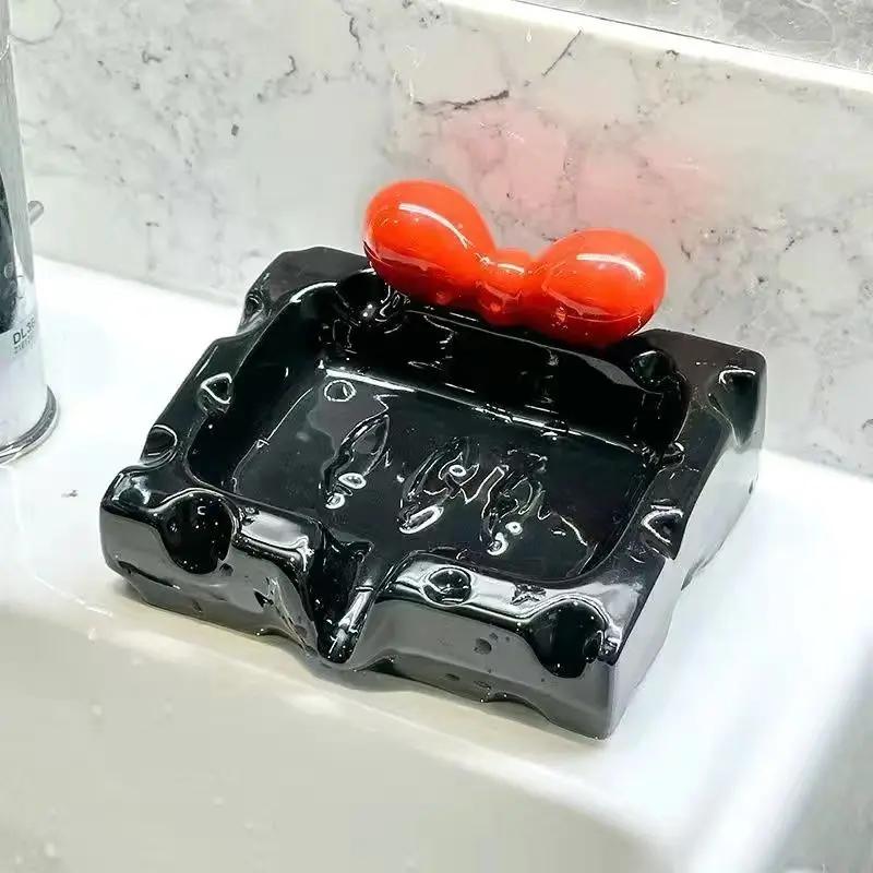 

Керамическая мыльница в форме бабочки, высококлассная бытовая туалетная мыльница со сливом, перфорированная туалетная полка, мыльница, аксессуары для ванной комнаты