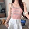 #Summer Letter Print Spice Girl Style Beautiful Back Underwear Women's Suspender Small Vest with Chest Pad Inner Primer