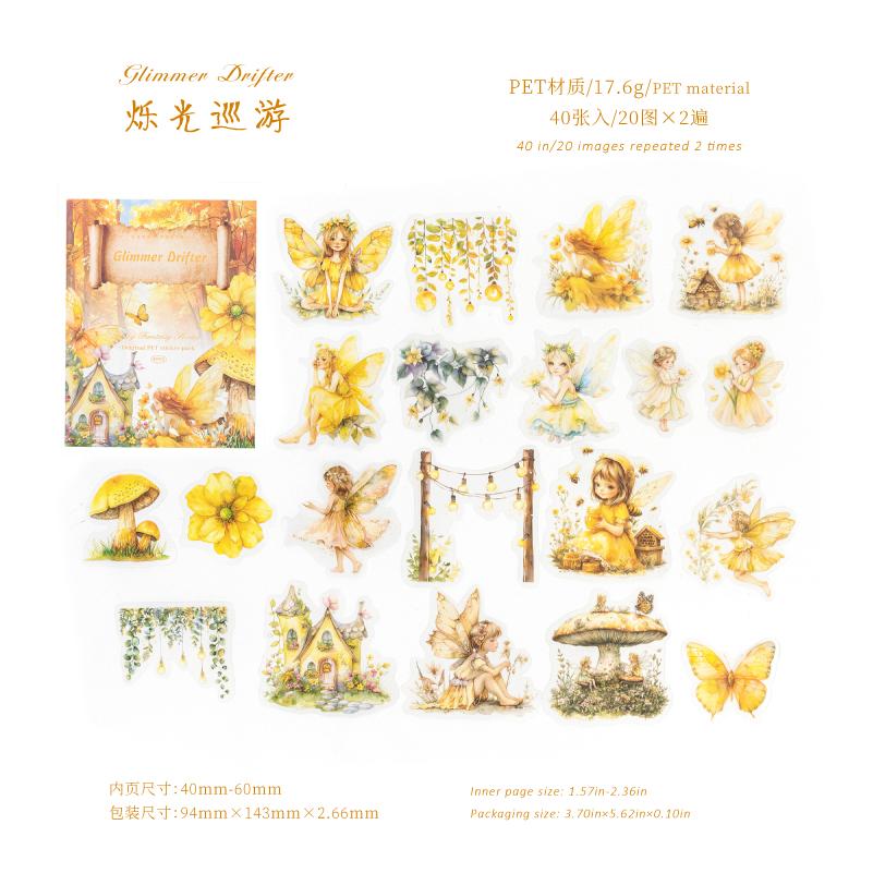 40pcs/pack Kawaii Forest Elf PET Stickers DIY Diary Scrapbook Journal Supplies Aesthetic Stationery Stickers