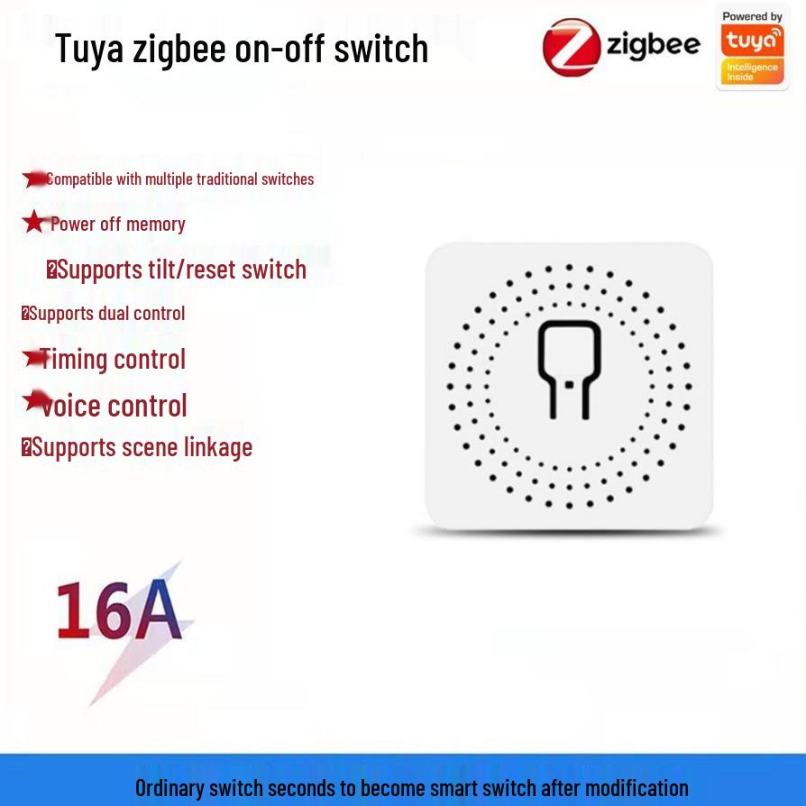 Zigbee Smart Flush-Mount Switch Module, SPDT, APP Control, Alexa Compatible, 16A