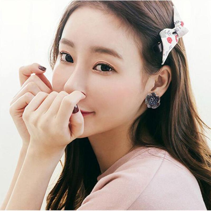 Elegant Women Blue Stone Rose Flower Ear Clip Earring Jewelry Fashion Gifts KTJ