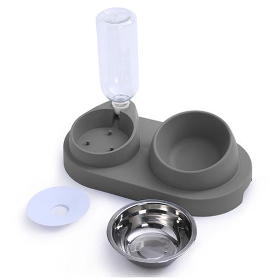 Pet Feeder 2 in 1 Ciotola per l'alimentazione degli animali domestici, Distributore automatico di acqua per cani e gatti con ciotole in acciaio inossidabile rimovibili Forniture per animali domestici
