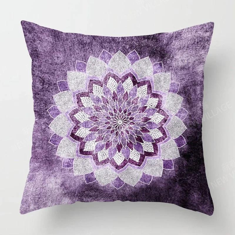 Oturma Odası Kanepe Dekorasyonu İçin Kısa Peluş Baskılı Boho Mandala Desenli Dekoratif Yastık Kılıfı Yastık Kılıfları