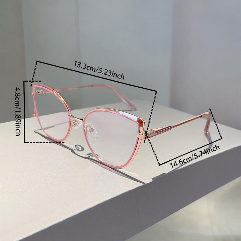 Luxury Brand High Quality Frame Women Trendy Retro Metal Glasses Blue Light Blocking Vintage Cat Eye Decor Eyewear