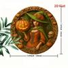 Vintage Round Iron Pumpkin Witch Sign Halloween Wall Decor Retro Spooky Metal Tin Sign For Bedroom Dining Room Party Decoration