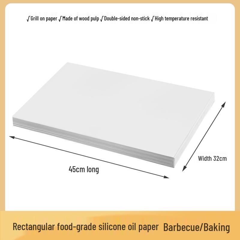Rectangular Non-Stick Disposable Baking Paper for Oven, Cake, and Barbecue Oil Absorption.