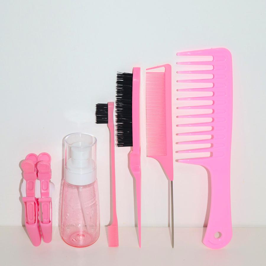 7-Piece Hairbrush Set with Mini Spray Bottle Wide-Tooth Comb Crocodile Clip And Other Hairdressing Accessories for Beauty Care