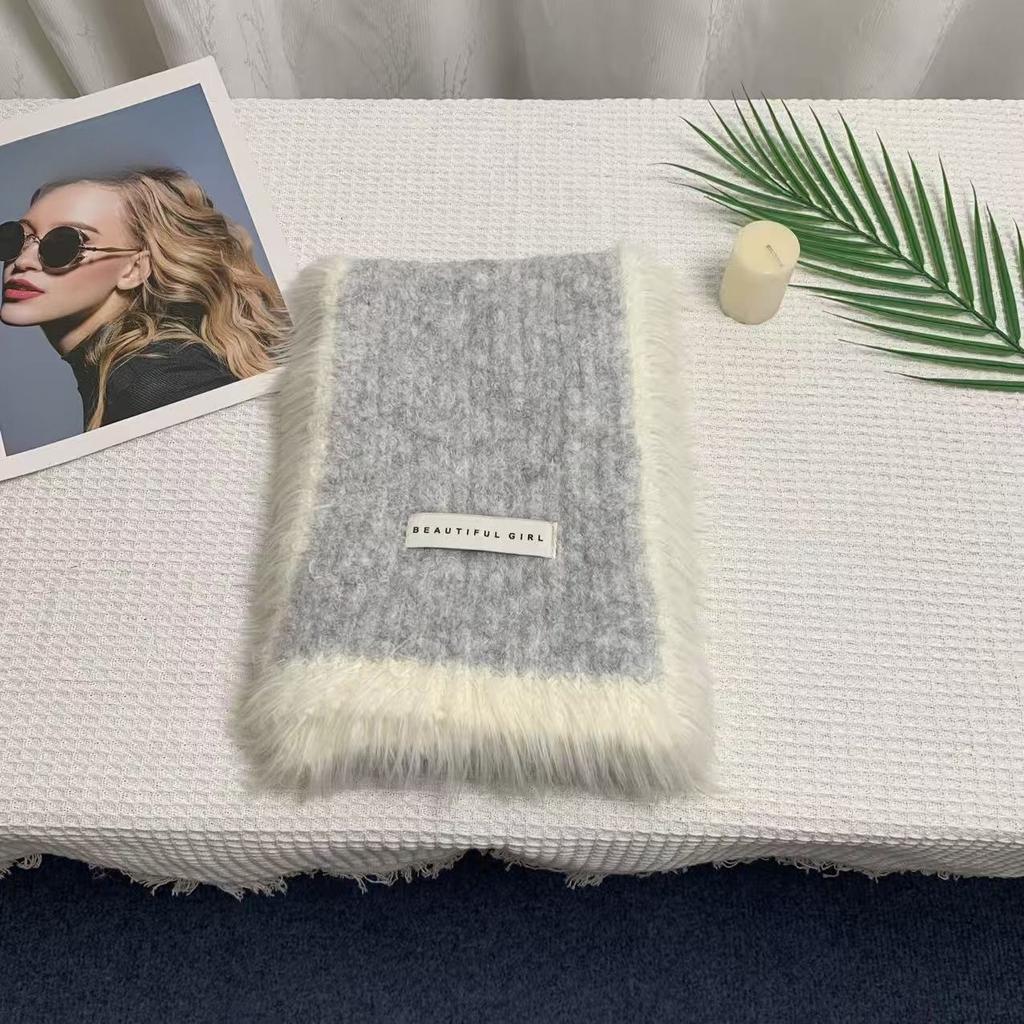 Retro Style Knitted Scarf Korean Style High End Thickened Warm Shawl Autumn and Winter Wool Soft and Waxy Versatile Scarf