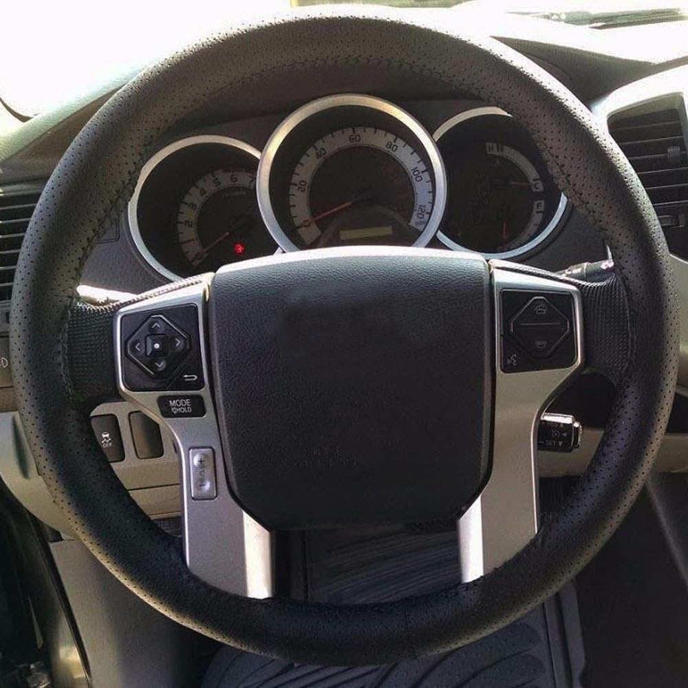 Onerbuy Universal Leather Car Steering Wheel Stitch On Wrap Cover DIY Sewing Breathable And Anti Slip, Maximum For 15-Inch Diameter Car Steering