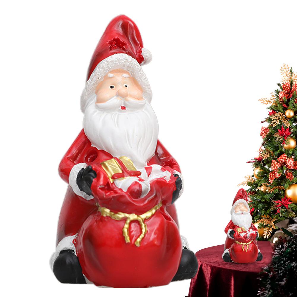 Christmas Figurines Resin Statue Seasonal Decorations Santa Claus Snowman Desktop Sculptures For Indoor Party Bookshelf Mantel