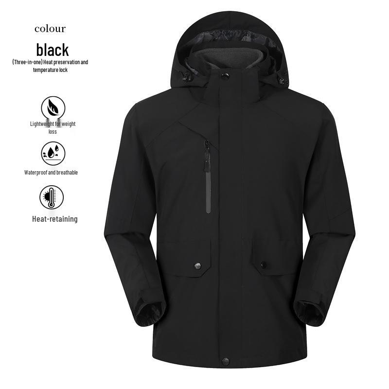 Unisex Windproof Waterproof 3-in-1 Logo Windbreaker Jacket with Detachable Coat for Couples