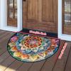 Colorful Ethnic Style Flower Semi-Circular Carpet Soft Non-Slip Decorative Mat 2D Print Aesthetic Rug for Bedroom Balcony Entrance