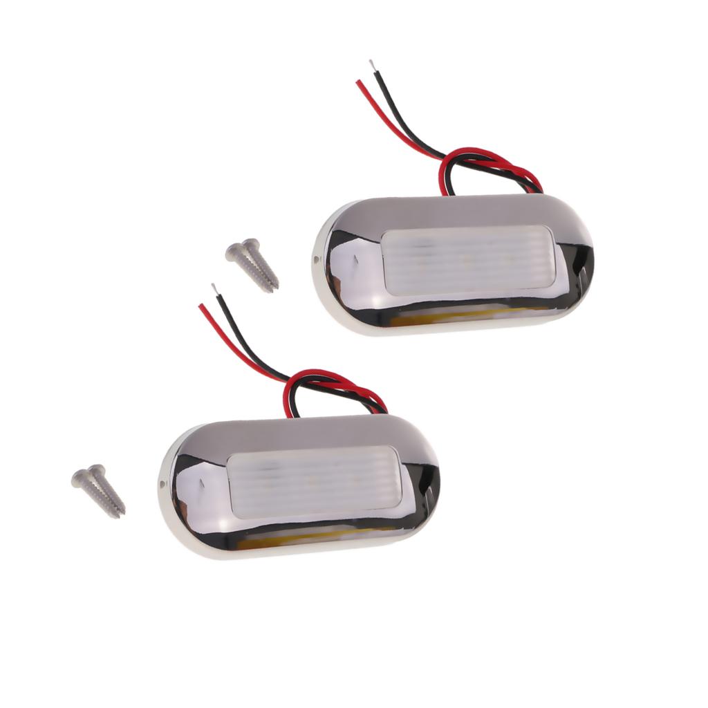 2pcs 12V Marine Oblong Oval Surface Mount Courtesy Light White