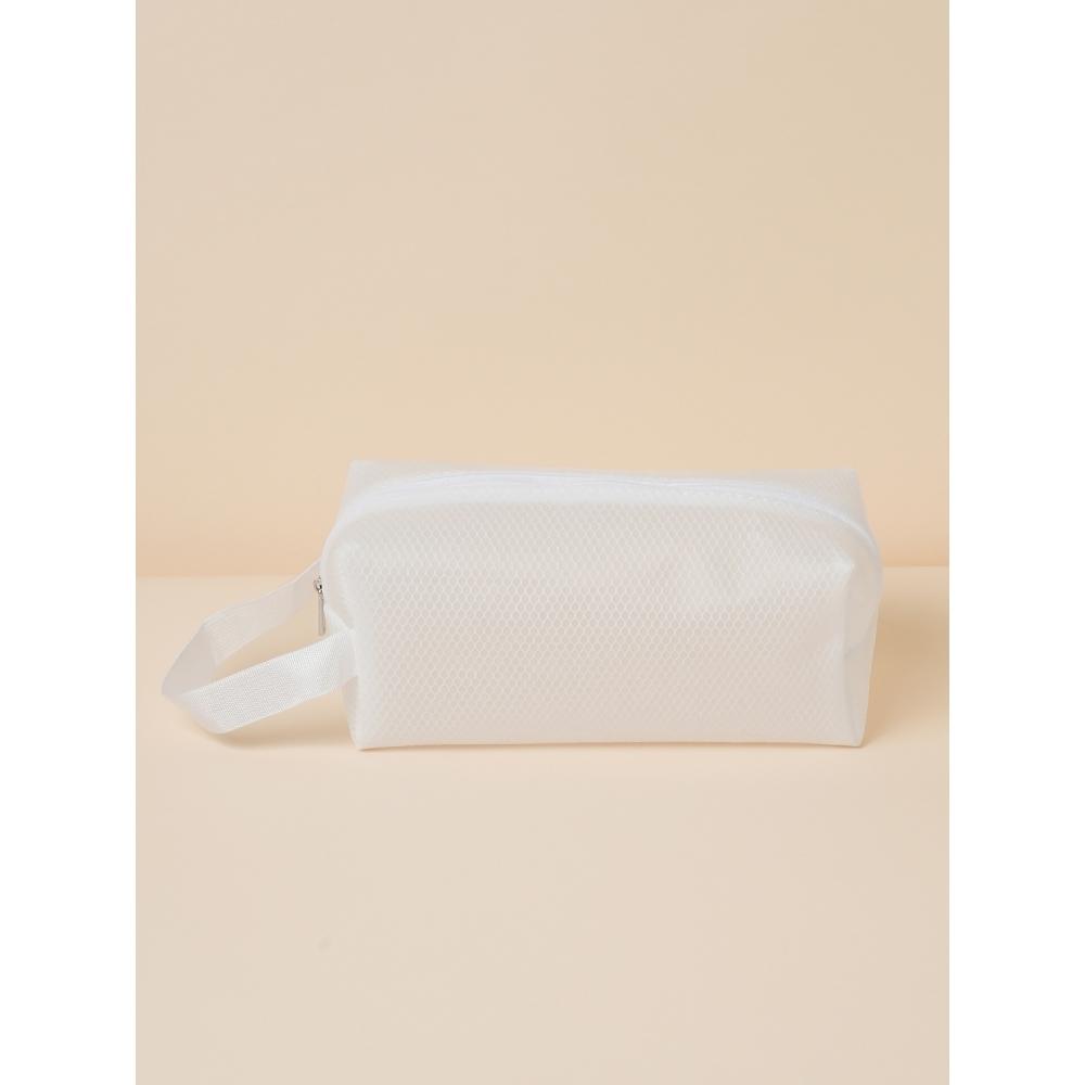 Daiso Eva Handle Face Wash Pouch White