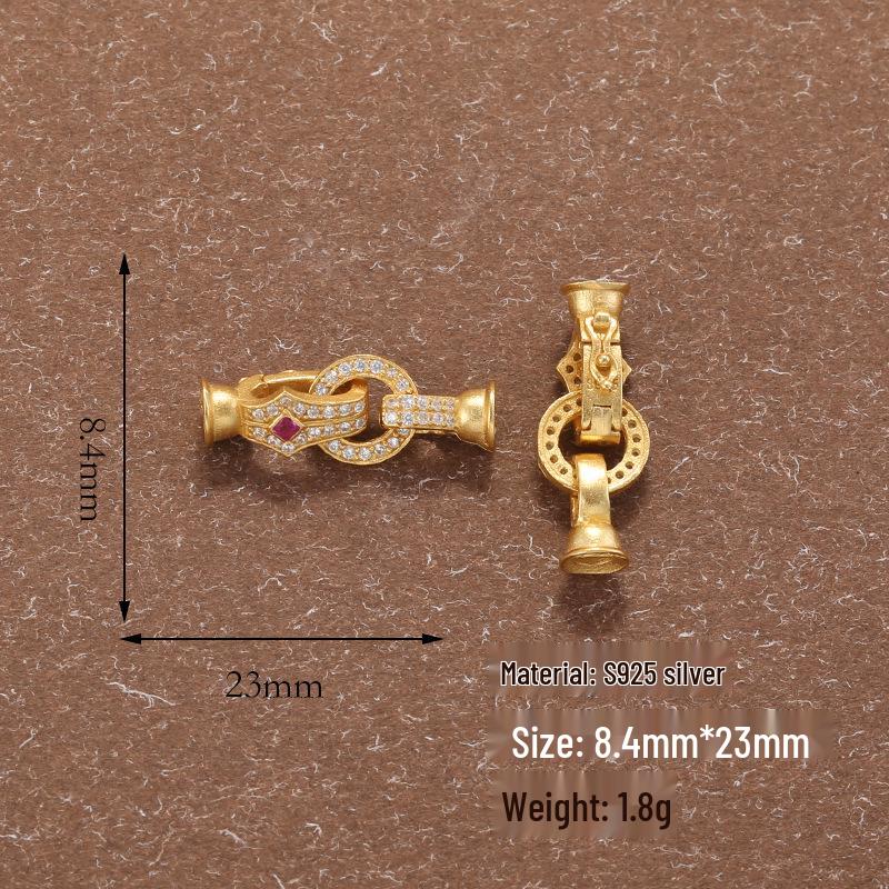 Gold Plated S925 Silver Butterfly Pearl Zircon Clasp DIY Bracelet Connector P24