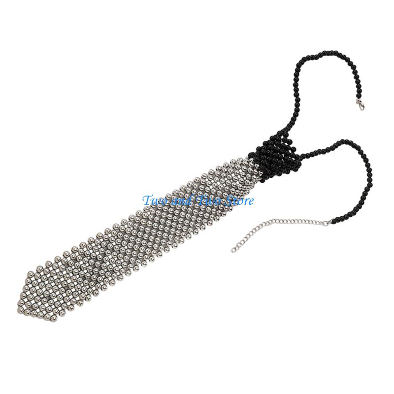 HX6F Schimmernde Perlen Choker-Halskette Luxuriöse Perlen-Krawatte für Damen für Hochzeit und Brautjungfern Schmuck