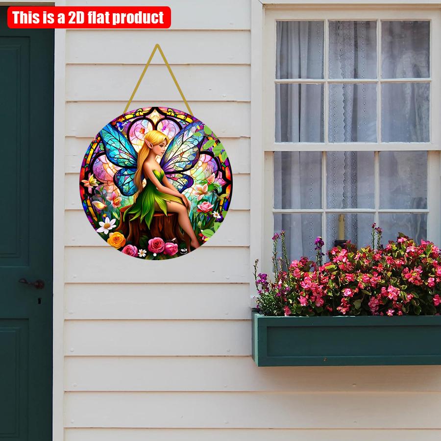 2D flat 20*20cm1pc Enchanting Elf Fairy with Colorful butterfly wings Design Wall Decor, Spring Fairy Theme Art plaque, Perfect for Home&Office,