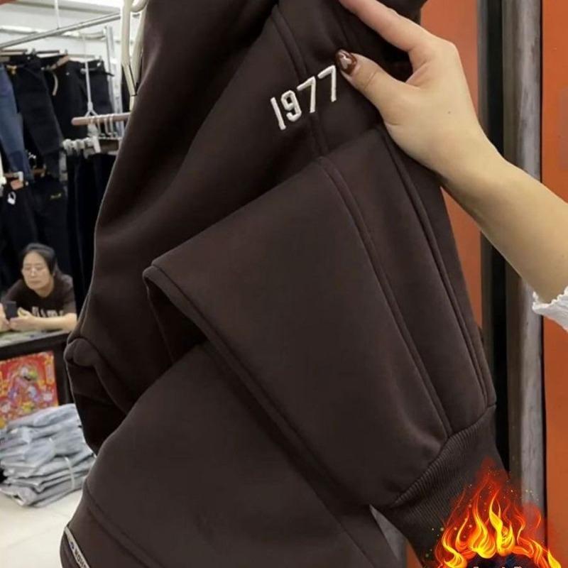 

Женские осенне-зимние однотонные брюки-шаровары с эластичной высокой талией на кулиске, с вышивкой букв, повседневные свободные брюки с маленькими штанинами XXXXL верблюд