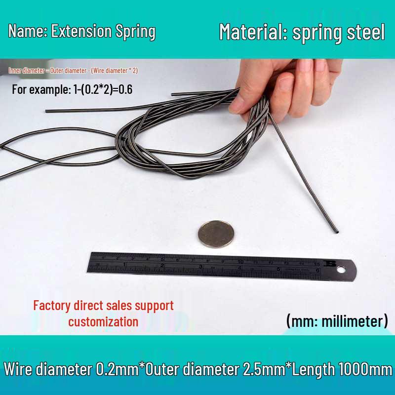 1m Spring Coil Extension with Hook - Strong Tensile Force, Thin Soft Sheath, for Tarpaulins & Sliding Doors