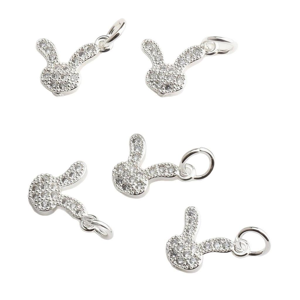 Pozlacený 14K zlatem přívěsek králíka se zirkony pro DIY náramky a náhrdelníky