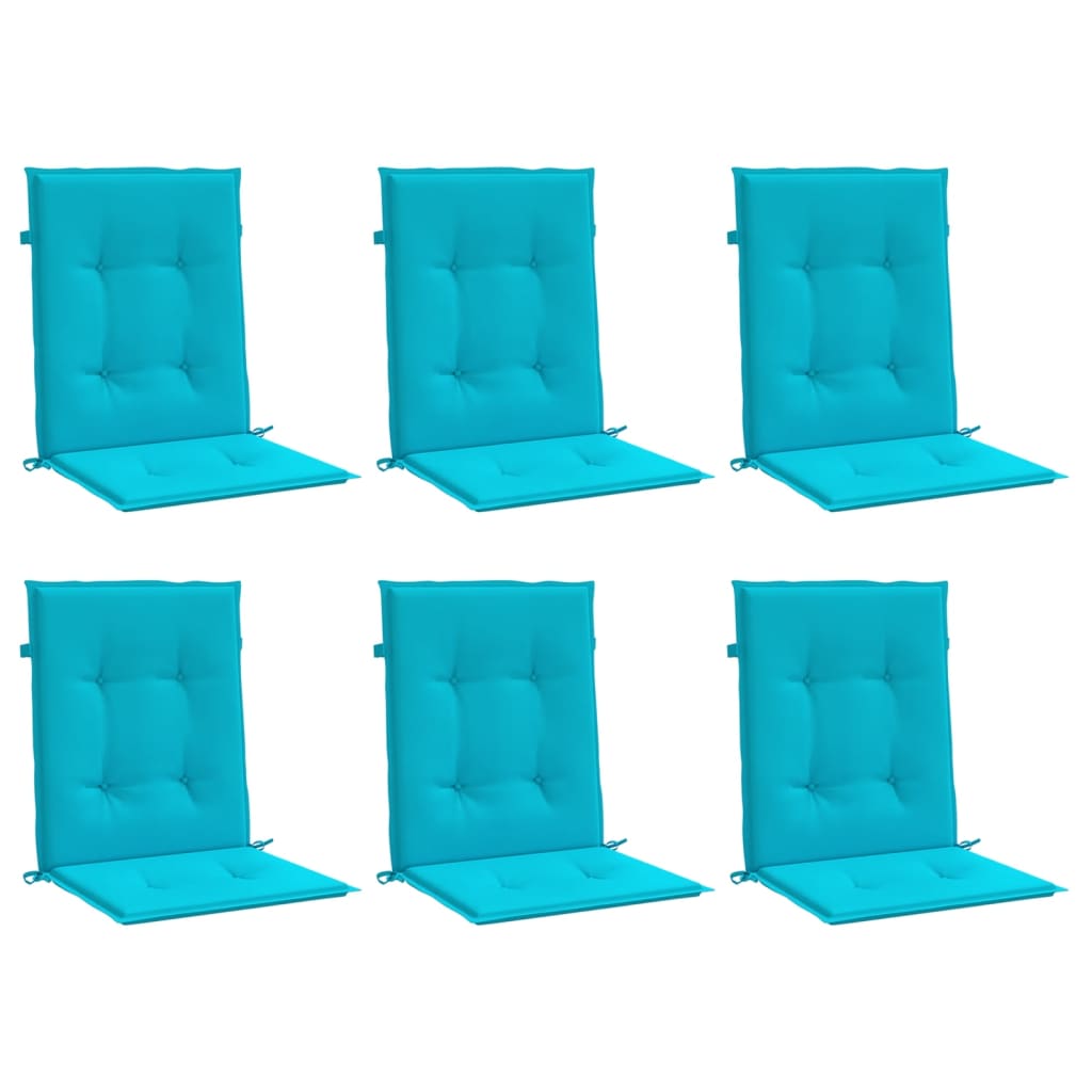 Low back Bench Cushions 6 pcs Turquoise Fabric