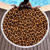 New Leopard Print Round Blanket  Microfiber Printed Fringe Round Beach Towel Beach Mat