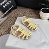 Korean Style Girls' Soft Sole Roman Sandals - Summer 2026 Woven Headband Design for Little Beach Lovers