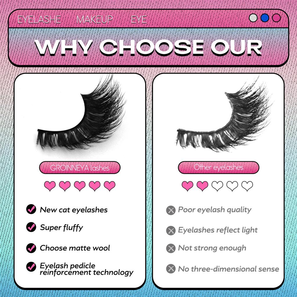 Cat Eye Lashes Faux Mink Eyelashes Natural Long Winged End Eye Elongated Eyelashes Faux Cils Eyelashes Extension