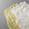 European-Style Floral Embroidered Cotton Linen Sleeveless Top for Women