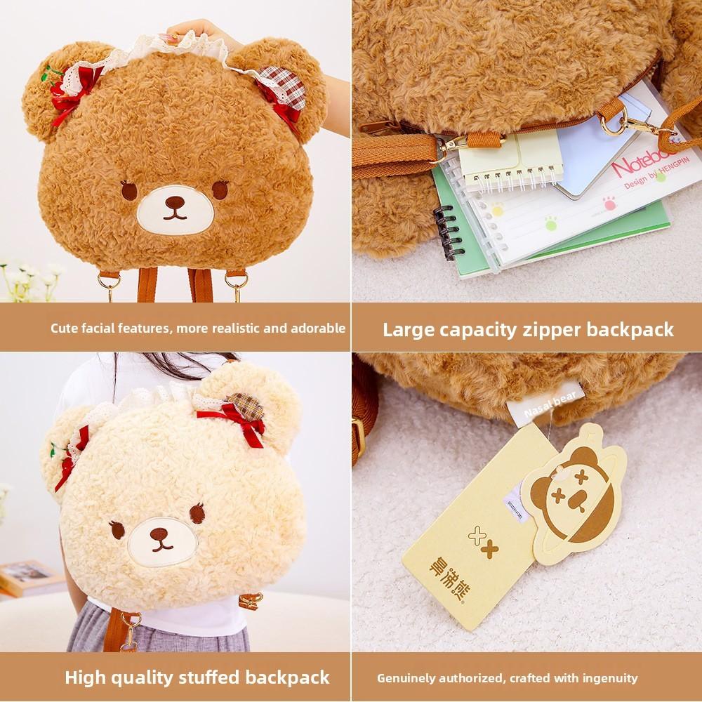 Cute Large Capacity Plush Bear Backpack With Soft Cotton Filling For Girls And Teens