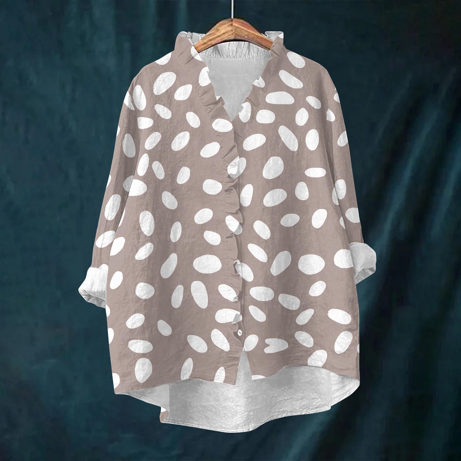 

Women s Loose Ruffled Retro Floral Print Stand Collar Long Sleeve Cotton And Linen Top XXL