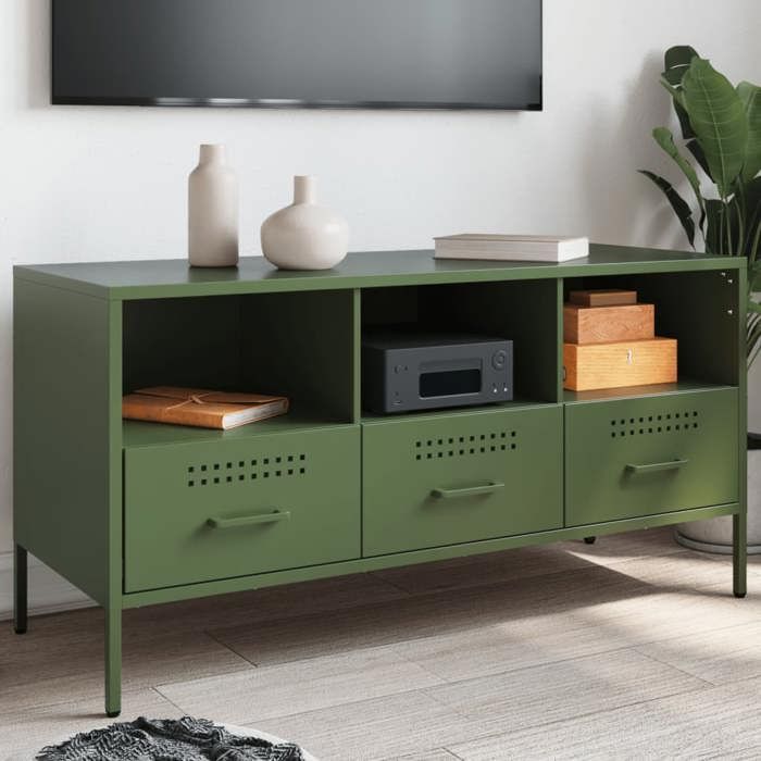 VidaXL TV Cabinet, Television Stand with Legs, TV Stand with Storage Living Room, Olive Green 843040