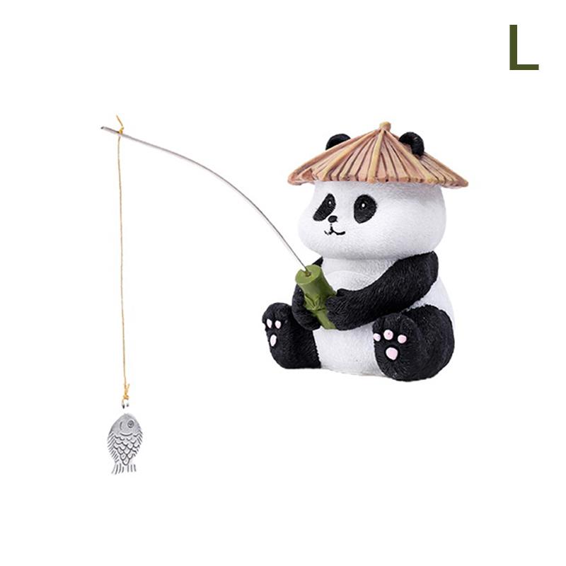 Garden Statue Resin Panda Fishing Figurines Sculpture Yard Art Ornament For Fairy Garden Patio Lawn Balcony Housewarming Gifts