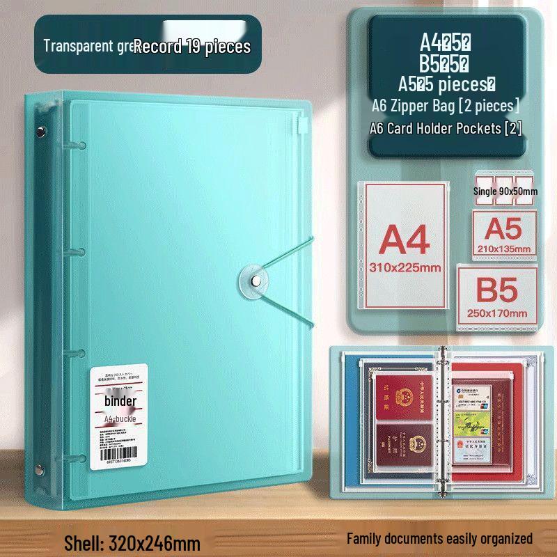 Portable Family Document Organizer: Loose-leaf, Multifunctional, Transparent, Large-Capacity Album for Birth Certificates & Household Records.