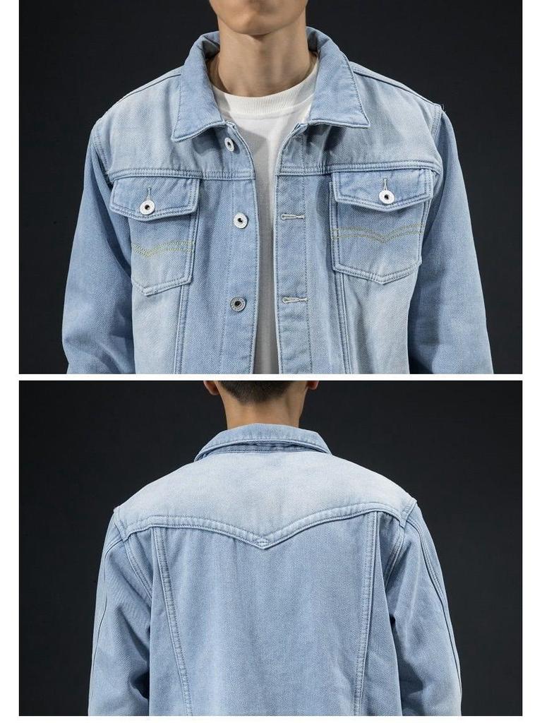 Pánská džínová bunda v korejském stylu - Trendy, zesílená, hřejivá podzimní/zimní bunda se sametovou podšívkou