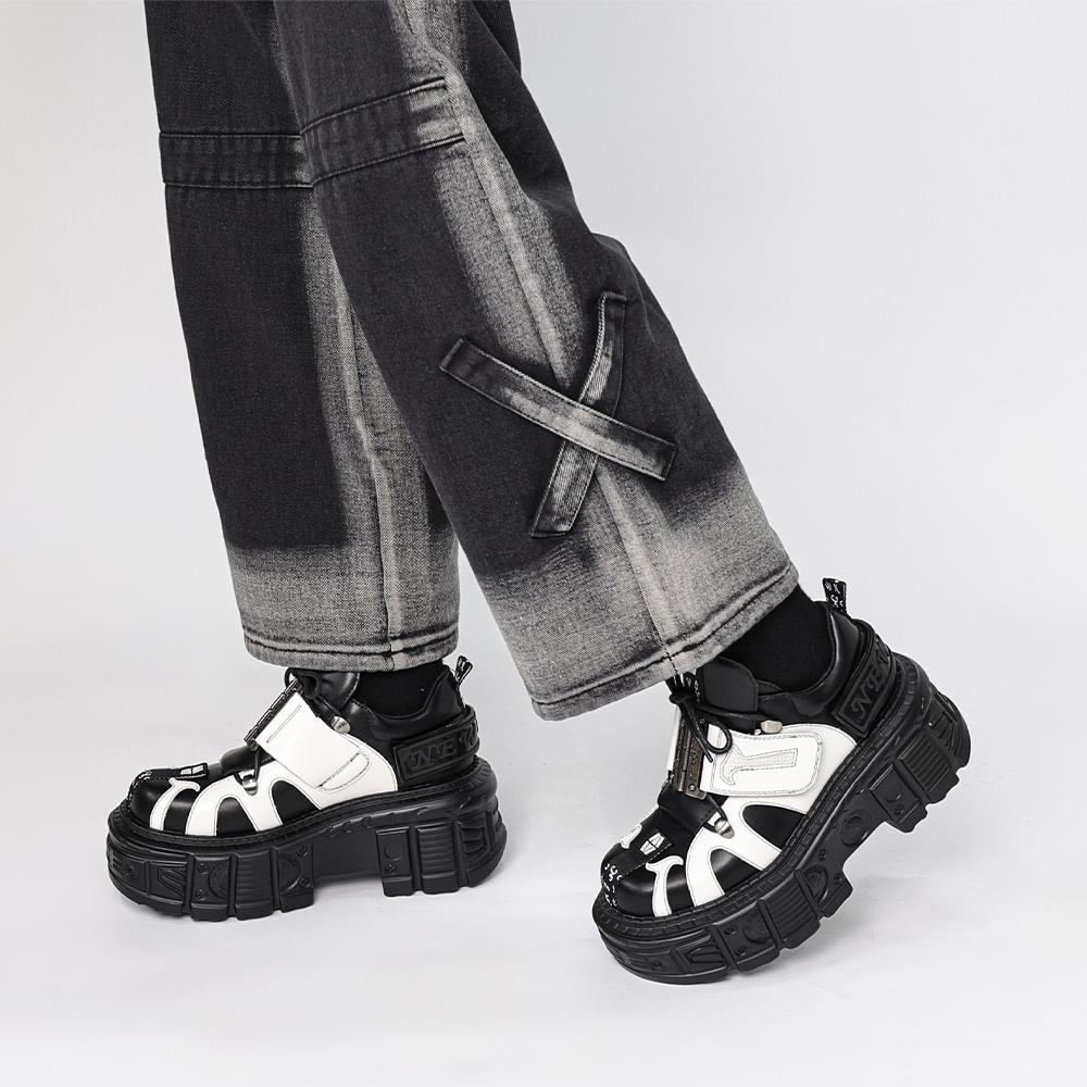 Dámské tenisky Nový punkový styl Dámské boty Gotické kotníkové rockové boty Šněrovací Výška podpatku Platformové boty Dámské Kovová dekorace