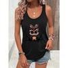 Loose plus size wing pattern printed round neck white vest summer casual sleeveless top women's clothing