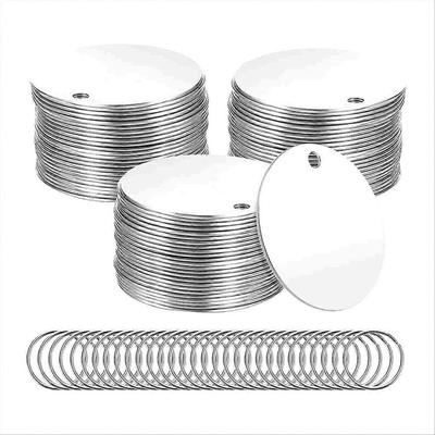 55 Parça Metal Damgalama Boş Etiket - 1,5 İnç Yuvarlak Paslanmaz Çelik Damgalama Boşlukları Delikli, Takı Yapımı DIY için daha az