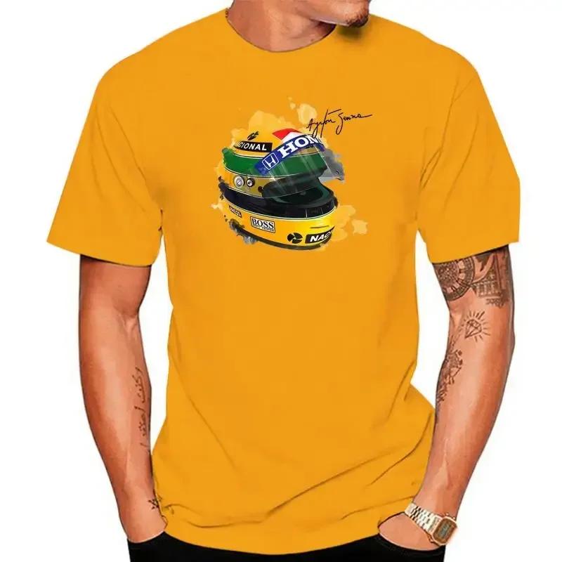 Signatur Mann Ayrton Senna Helm T-Shirt Tops 1 Rennwagen Aquarell harajuku Männer 100% Baumwolle Kurzarm T-Shirt übergroß