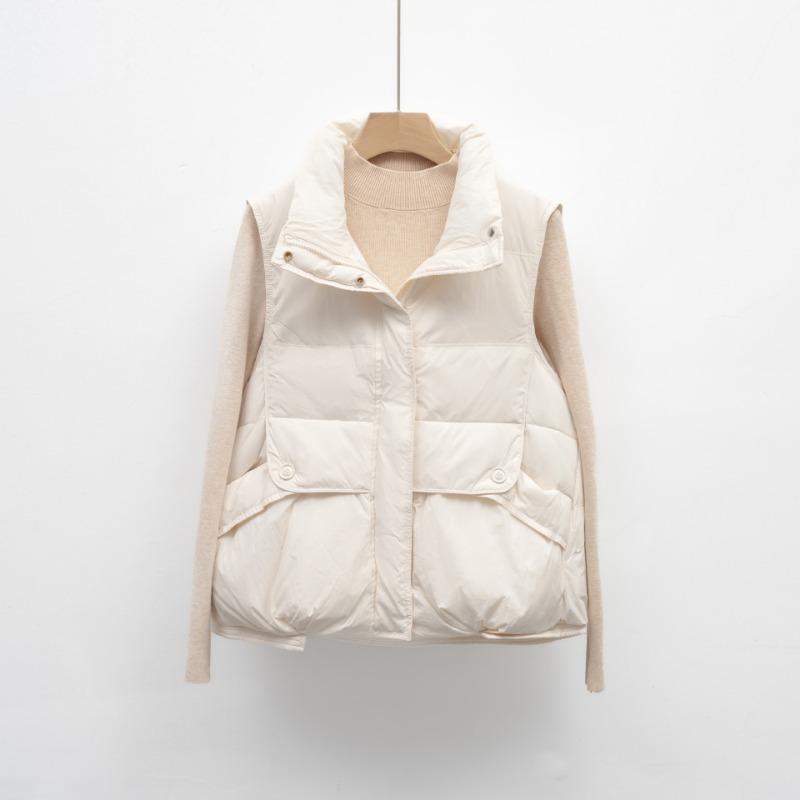 

Осенне-зимний пуховый жилет без рукавов, термостойкий воротник, простой универсальный жилет на утином пуху, женская зимняя куртка S