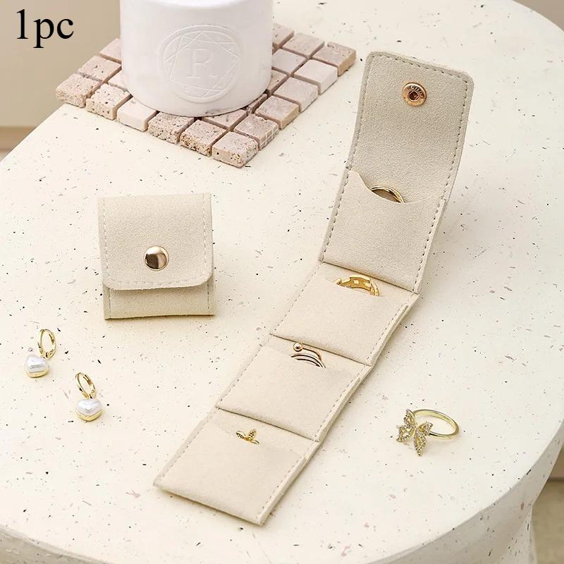 Microfiber Jewelry Roll Pouch Portable Travel Organizer for Rings Earrings Necklaces Small Accessories and Daily Jewelry Storage