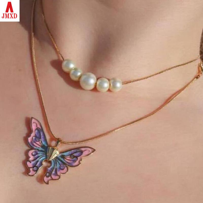 JMXD-Barbie Prinzessin Halskette Perle Öl Schmetterling Prinzessin Kristall Halskette Paar Freundin Schmuck Geschenk Artikel