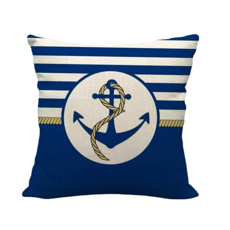 Minimalist Style Anchor For Boats Digital Printing Short Plush Pillow Covers For Car Sofa Office Cushion Cover Home Goods
