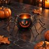 Halloween Pumpkin Candle Holder Glass Holder, Iron Art Tealight Lantern for Tabletop Window Gift Ideas And Fireplace Decoration, Decorative Ghost Face