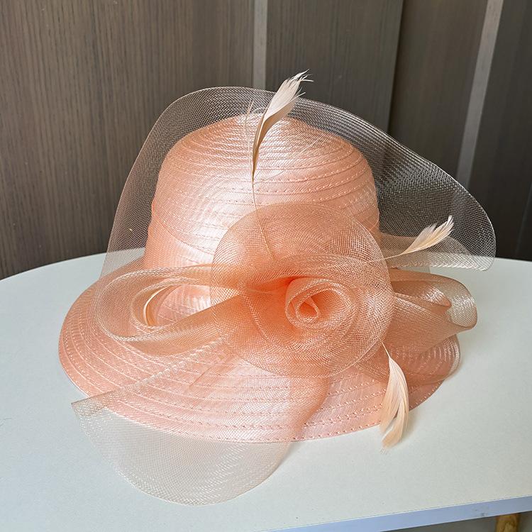 New Mesh Flower Pot Hat, European, American And British Retro Dome Fashion Top Hat, Women'S Summer Sun Protection Sun Hat