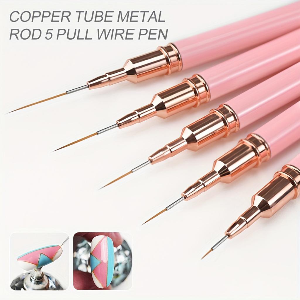 5 szt. Pędzelków do zdobienia paznokci do linera/malowania, ultracienkie paski, narzędzie do rysowania, profesjonalny pisak do linerów do paznokci, narzędzie do manicure DIY