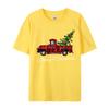 Crafty Merry Christmas Tree On Red Plaid Pickup T-Shirt Men Round-Neck Camisas Casual Tshirt Soft Cotton Fit Tee